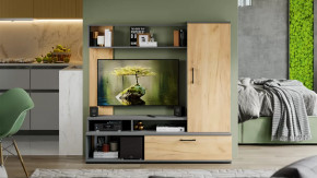 Стенка «Сиена» Графит Серый, Дуб Крафт золотой в Урае - uraj.mebel-tymen.ru | фото