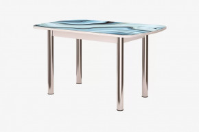 Стол Бостон 2, фотопечать Агат, белый/хром в Урае - uraj.mebel-tymen.ru | фото