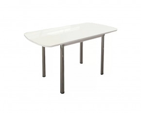 Стол Бостон-3 раздвижной, белый глянец, хром брифинг в Урае - uraj.mebel-tymen.ru | фото