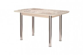 Стол Бостон-3 раздвижной, ваниль, фотопечать/хром брифинг в Урае - uraj.mebel-tymen.ru | фото