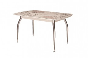 Стол Бостон-3 раздвижной, ваниль, фотопечать/хром триумф в Урае - uraj.mebel-tymen.ru | фото