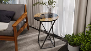 Стол журнальный ДП 1-03-05 исп. 2 Черный, Стекло с рисунком Слэб черный в Урае - uraj.mebel-tymen.ru | фото