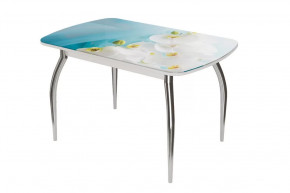 Стол овальный Бостон-2 Белая орхидея, 1100*700 мм, хром триумф в Урае - uraj.mebel-tymen.ru | фото