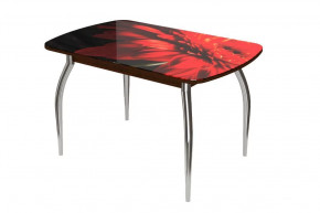 Стол овальный Бостон-2 Красная гербера/венге 1100*700 мм, хром триумф в Урае - uraj.mebel-tymen.ru | фото