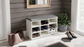 Тумба для обуви Тип 10 Дуб крафт белый, Велюр Графит в Урае - uraj.mebel-tymen.ru | фото