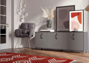 Тумба Квадро М-6, ЛДСП серый графит/МДФ софт графит в Урае - uraj.mebel-tymen.ru | фото