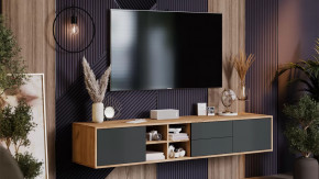 Тумба ТВ тип 5 Дуб Крафт золотой, Антрацит в Урае - uraj.mebel-tymen.ru | фото